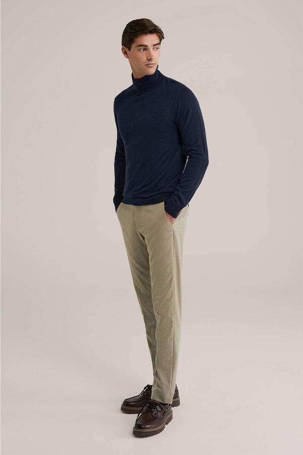 WE Fashion coltrui met wol fijn gebreid donkerblauw - Foto 2