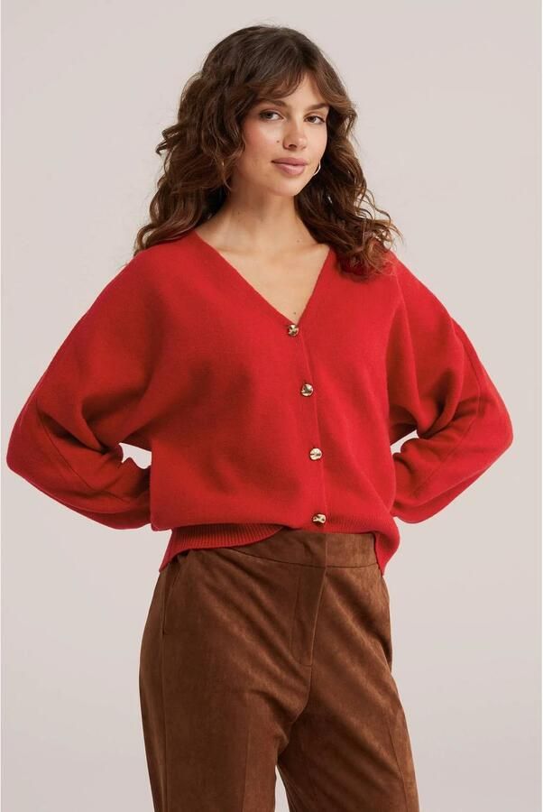 WE Fashion wollen gebreid vest rood