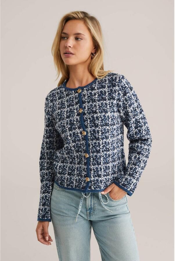 WE Fashion wollen vest donkerblauw