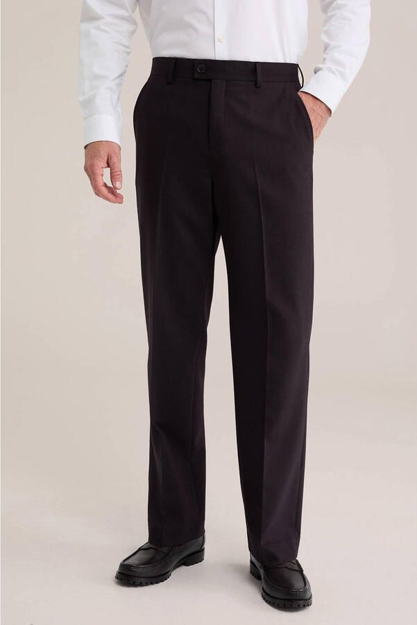 WE Fashion wollen loose fit pantalon donkerbruin