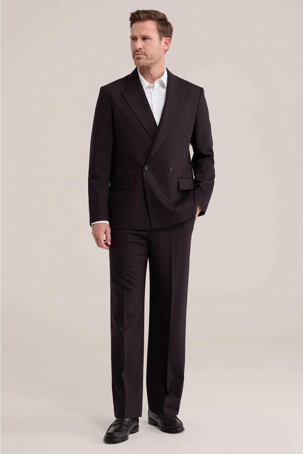 WE Fashion wollen loose fit pantalon donkerbruin - Foto 2