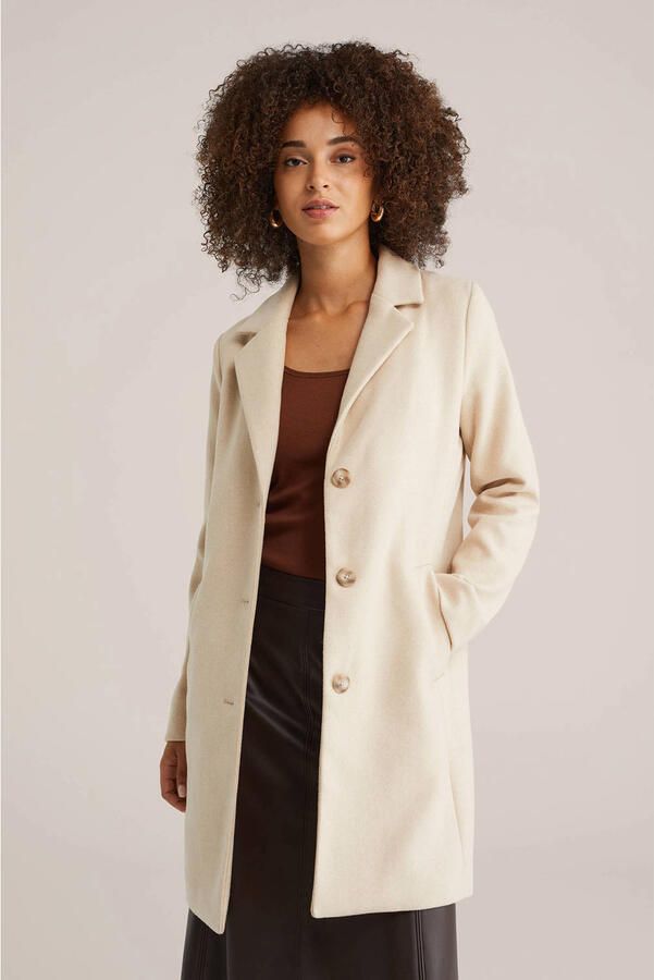 WE Fashion wollen manteljas beige