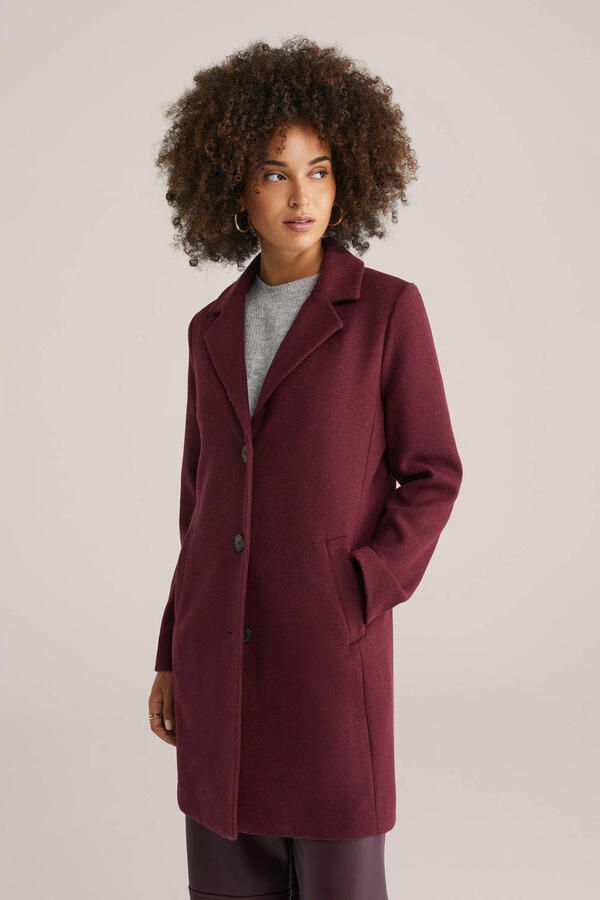 WE Fashion wollen manteljas donkerrood
