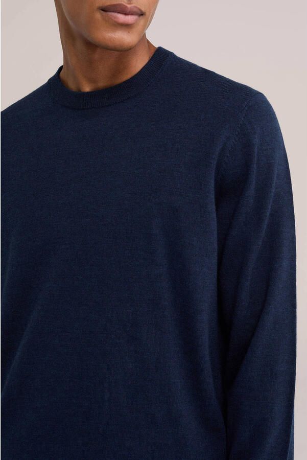 WE Fashion wollen regular fit gebreide trui donkerblauw - Foto 2
