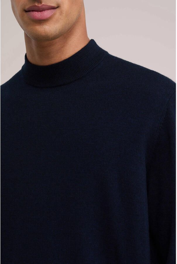 WE Fashion wollen regular fit gebreide trui donkerblauw - Foto 2