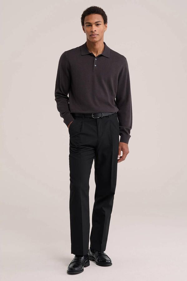 WE Fashion wollen regular fit gebreide trui donkerbruin - Foto 2