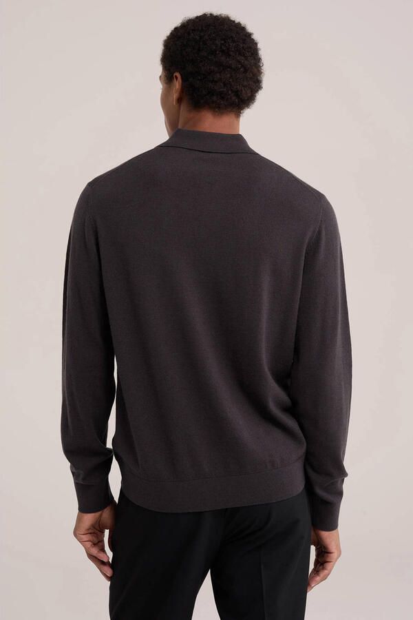 WE Fashion wollen regular fit gebreide trui donkerbruin - Foto 3