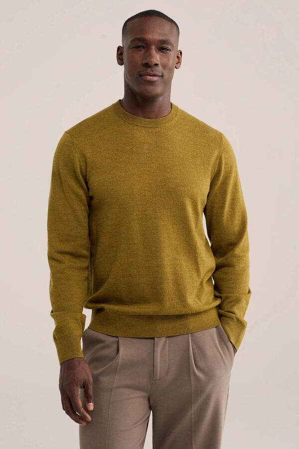 WE Fashion wollen regular fit gebreide trui oker