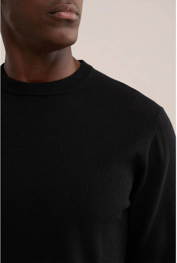 WE Fashion wollen regular fit gebreide trui zwart - Foto 2