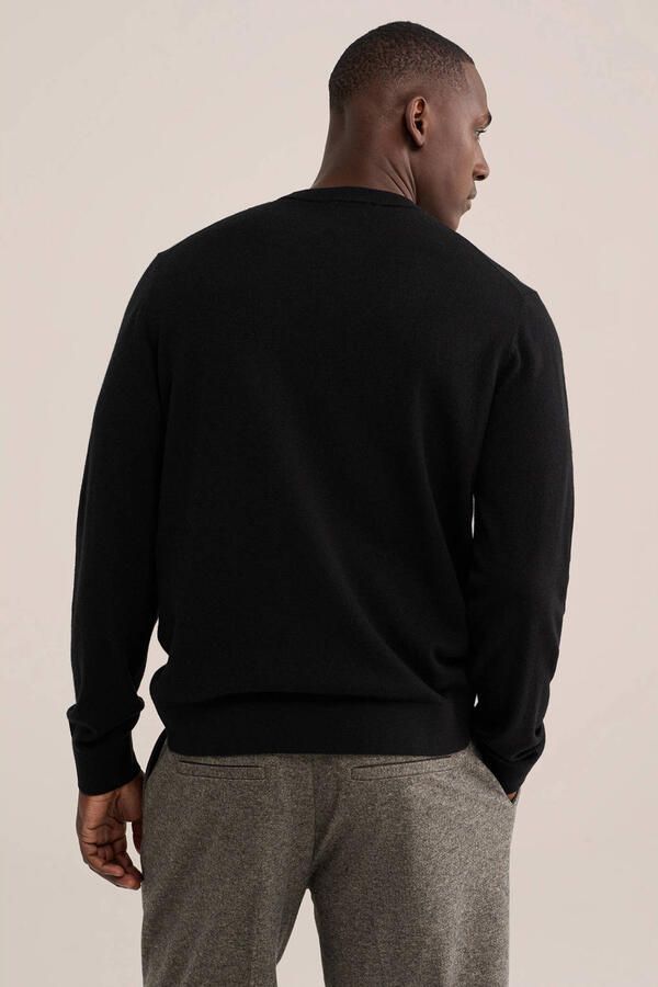 WE Fashion wollen regular fit gebreide trui zwart - Foto 3