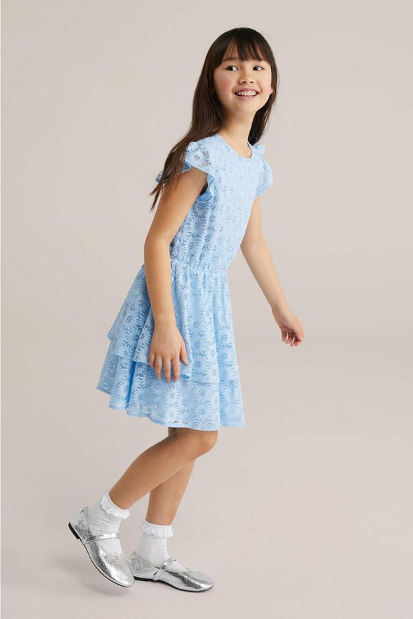 WE Fashion zomerjurk ajour lichtblauw - Foto 2