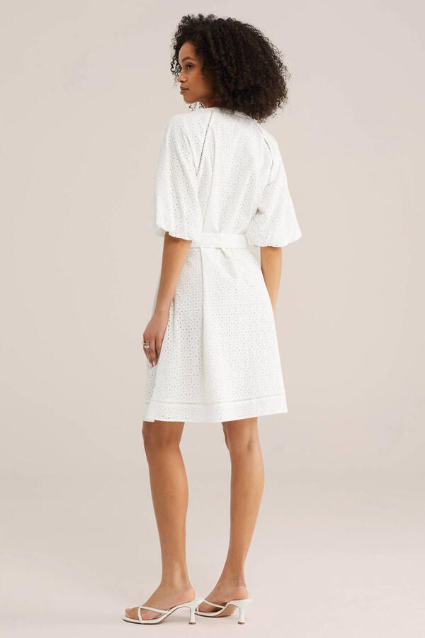 WE Fashion zomerjurk broderie wit - Foto 3