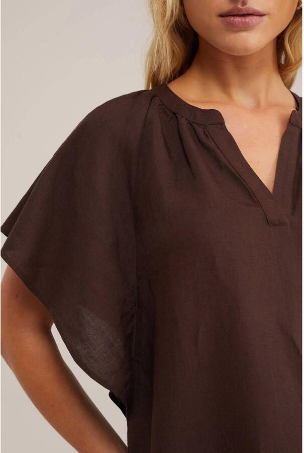 WE Fashion zomerjurk bruin met linnen - Foto 2