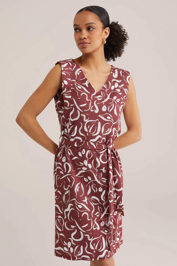 WE Fashion zomerjurk donkerrood