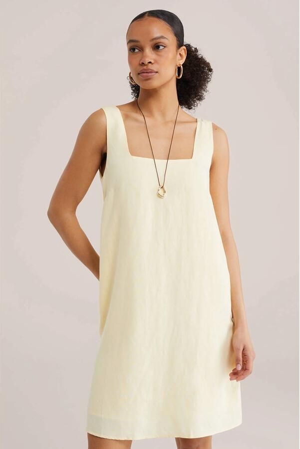 WE Fashion zomerjurk lichtgeel