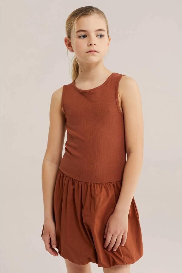 WE Fashion zomerjurk rib gebreid brique