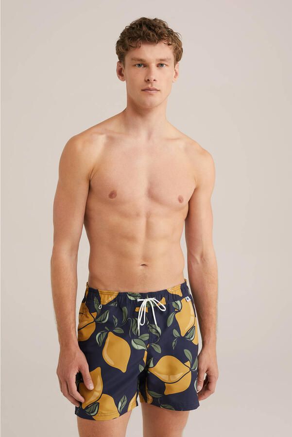 WE Fashion zwemshort donkerblauw geel