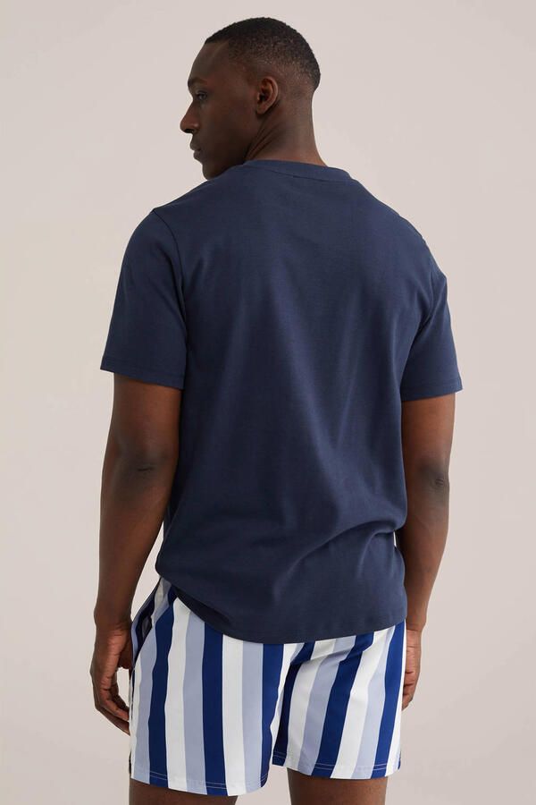 WE Fashion zwemshort donkerblauw lichtblauw wit - Foto 3