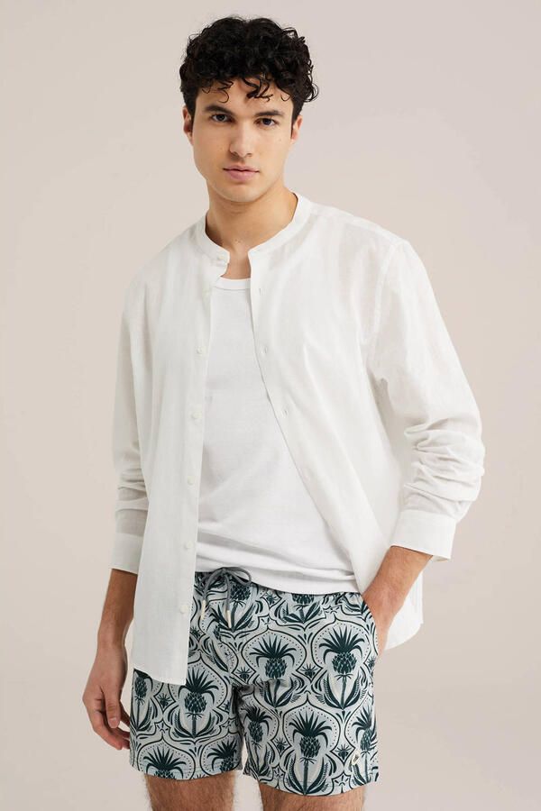 WE Fashion zwemshort met print mintgroen donkergroen