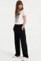 WE Fashion wide leg broek met textuur zwart - Thumbnail 1