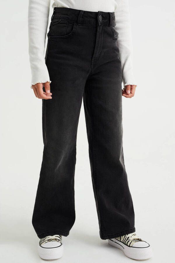 WE Fashion Blue Ridge wide leg jeans black denim Zwart 122