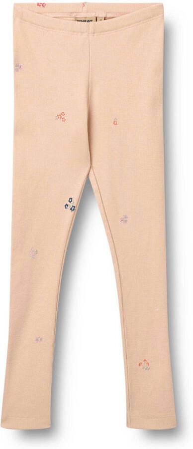 Wheat gebloemde legging oranje rib gebreid