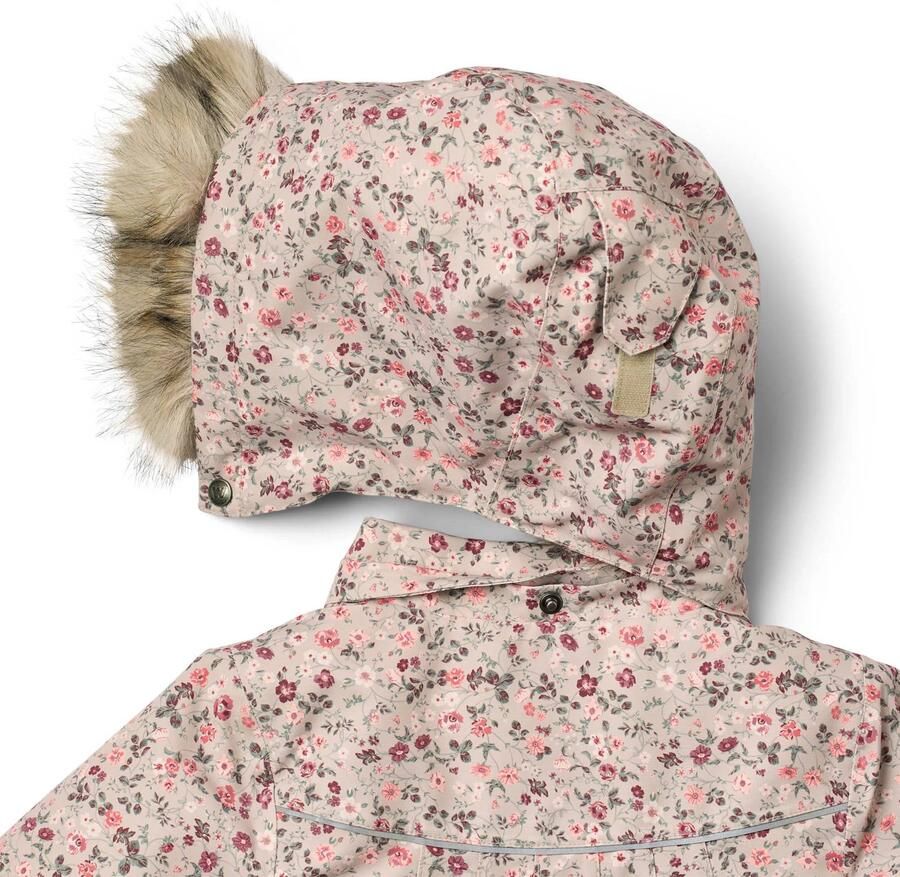 Wheat gebloemde winterparka met imitatiebontkraag roze Jas Meisjes Polyester Capuchon - Foto 3