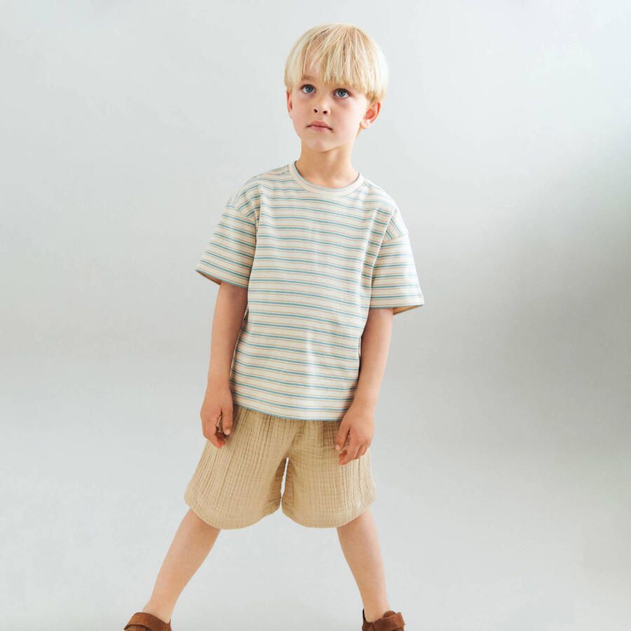 Wheat gestreept T-shirt beige blauw