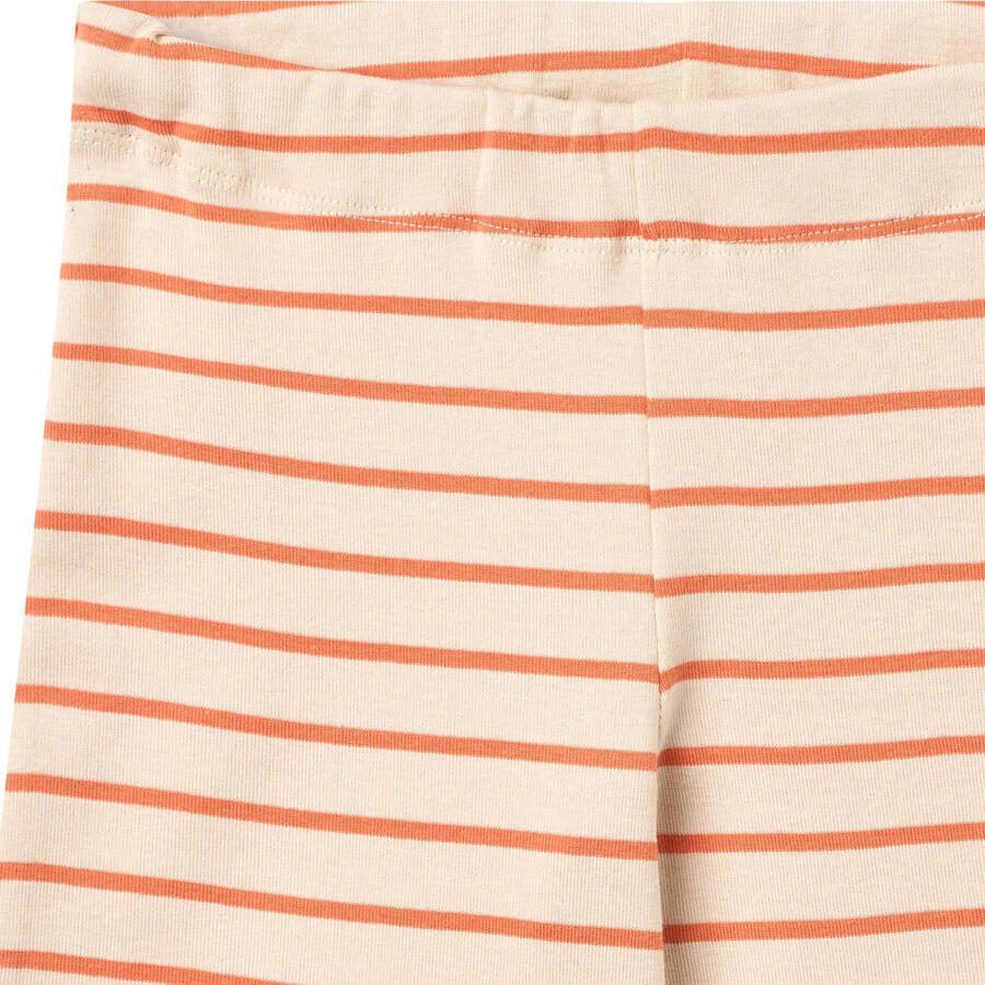 Wheat gestreepte casual wide leg broek oranje ecru - Foto 3