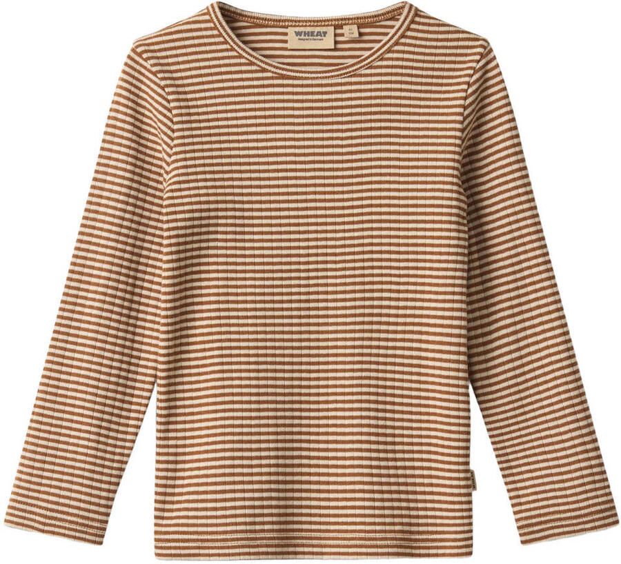 Wheat gestreepte longsleeve bruin beige