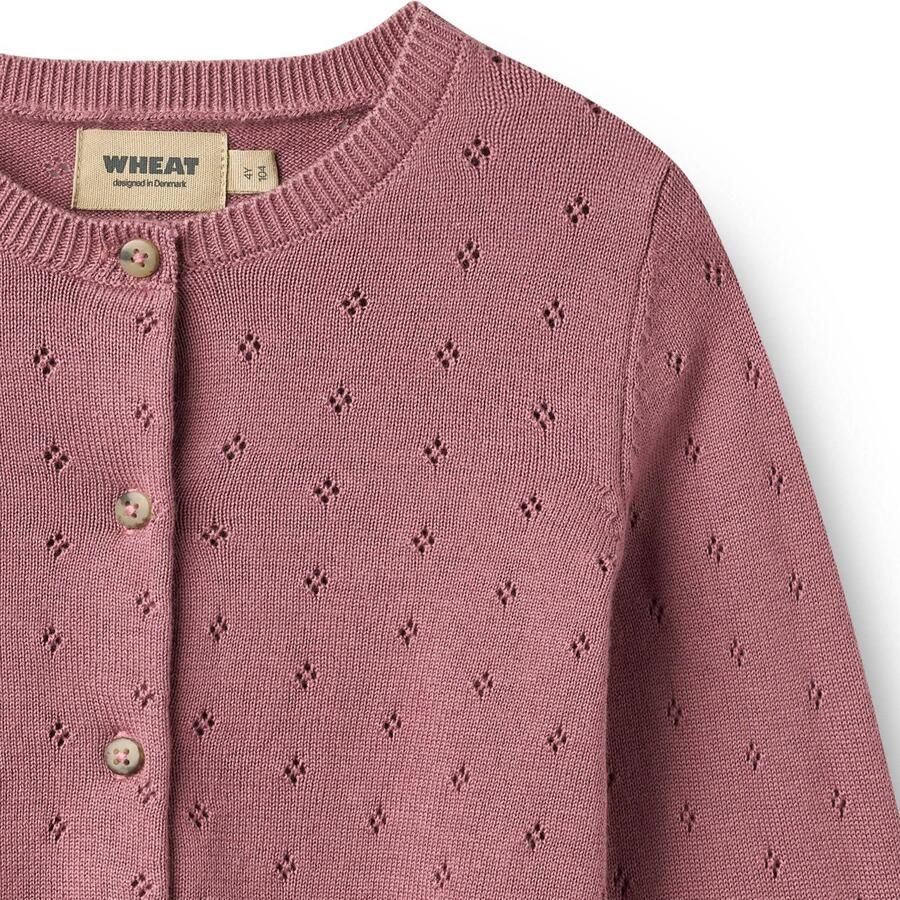 Wheat katoenen rechtvallend gebreid vest met cut-out roze Effen - Foto 2