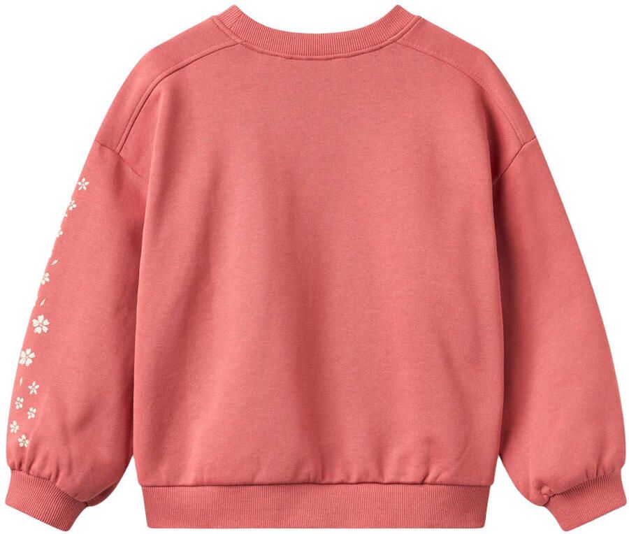 Wheat oversized gebloemde sweater koraalrood Meisjes Katoen Ronde hals - Foto 2