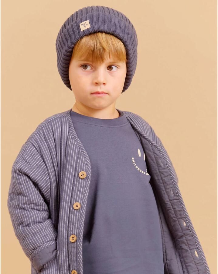 Wheat oversized longsleeve met print antraciet Grijs Jongens Katoen Ronde hals