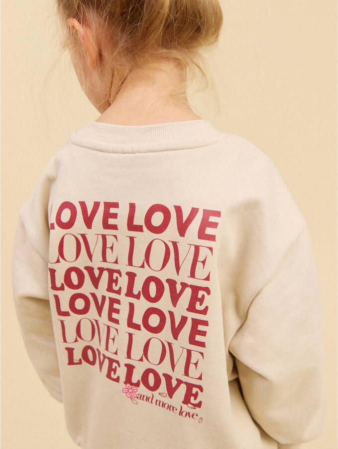 Wheat rechtvallende sweater met backprint ecru roze Meisjes Katoen Ronde hals - Foto 3