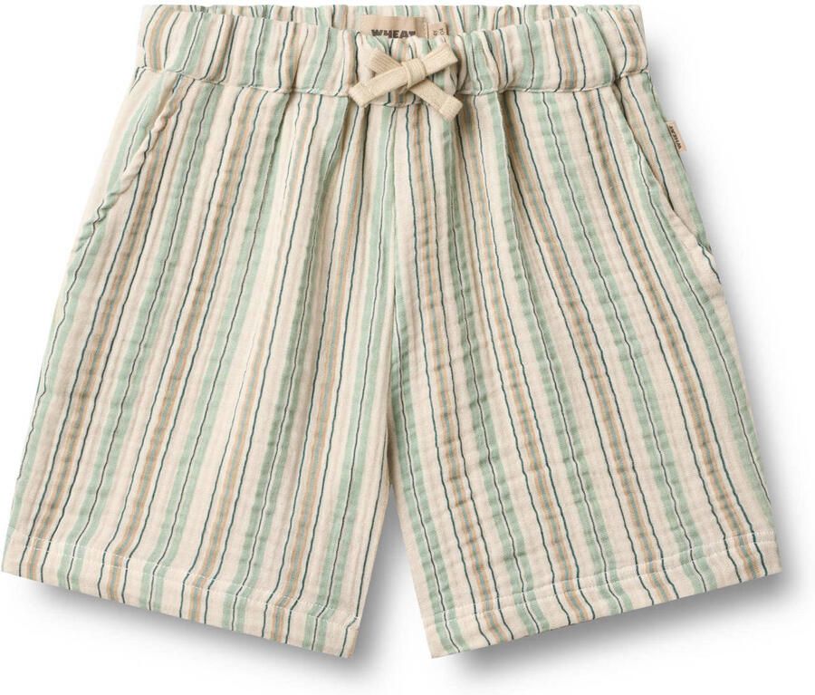 Wheat regular waist gestreepte casual short groen met textuur