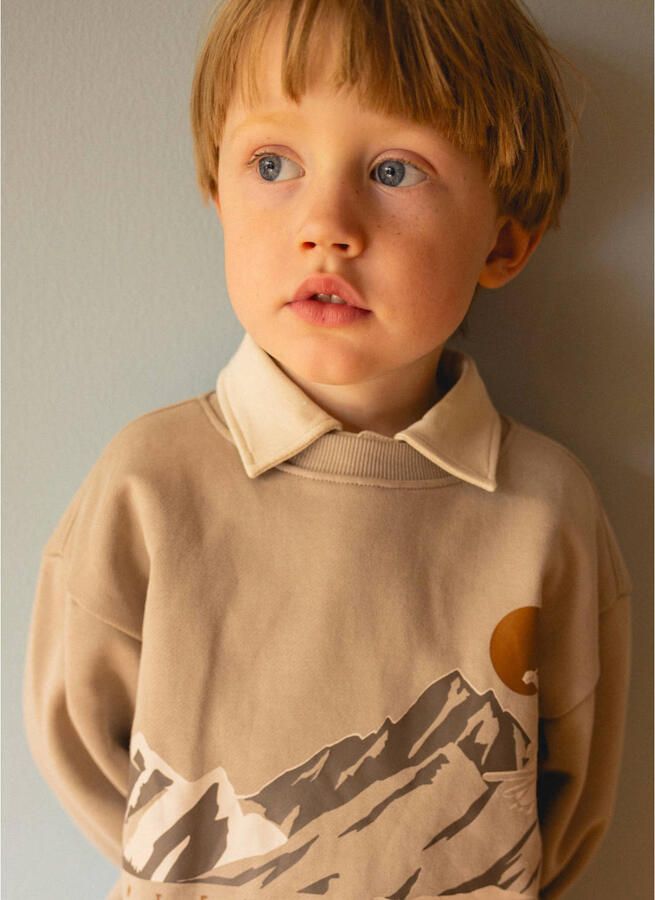 Wheat sweater met print beige Printopdruk