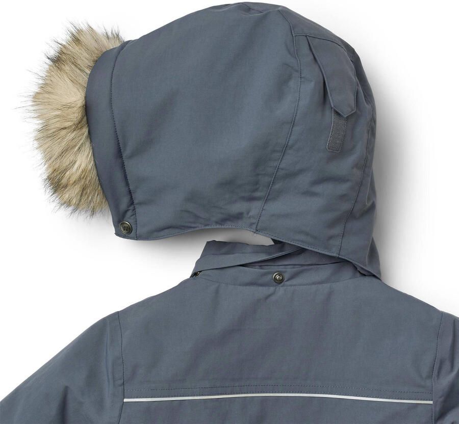 Wheat winterparka met imitatiebontkraag grijsblauw - Foto 2