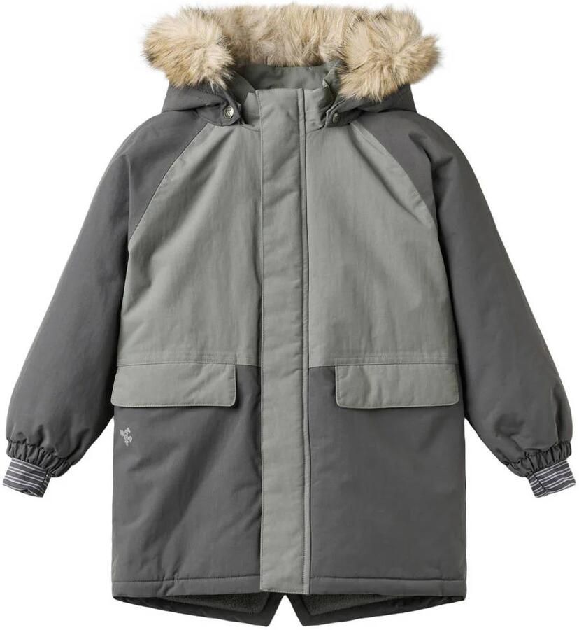 Wheat winterparka met imitatiebontkraag grijs lichtgrijs