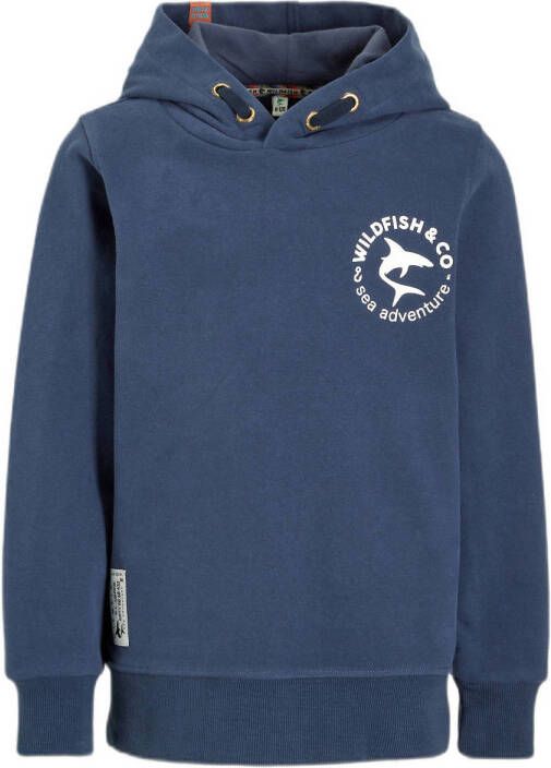 Wildfish hoodie Maiky met printopdruk blauw Sweater Printopdruk 128
