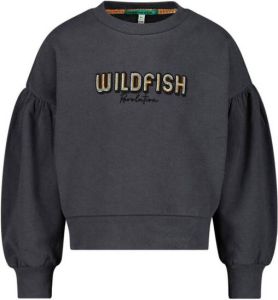 Wildfish sweater Kit met tekst donkergrijs