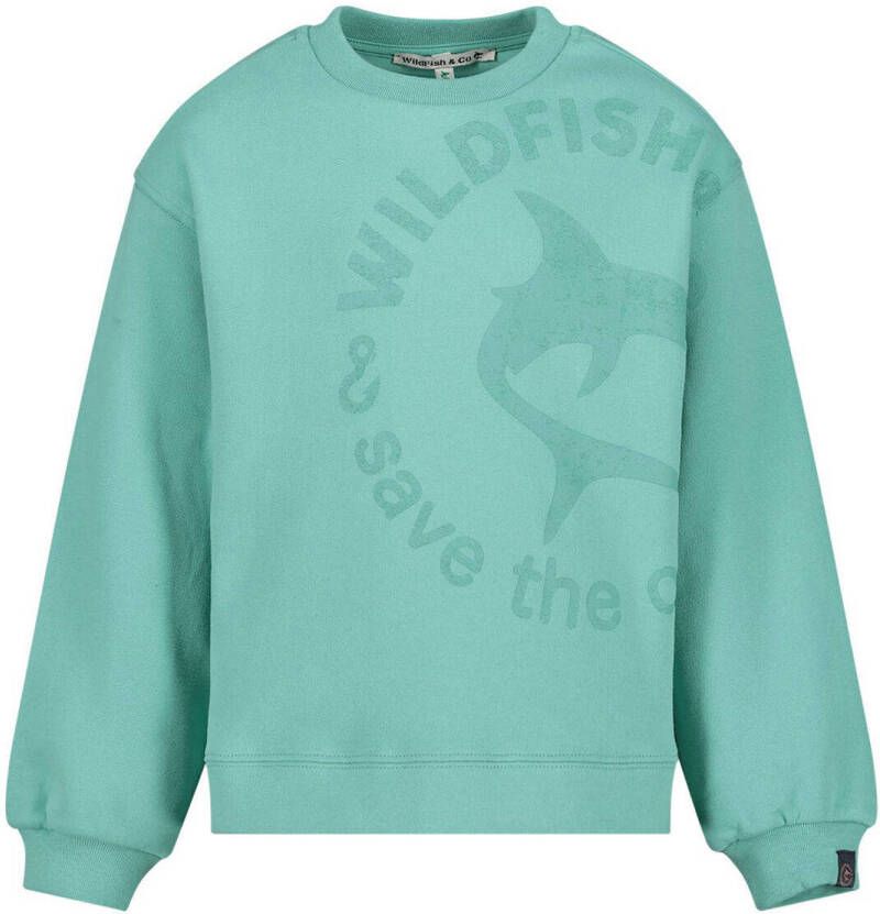 Wildfish sweater met printopdruk mintgroen