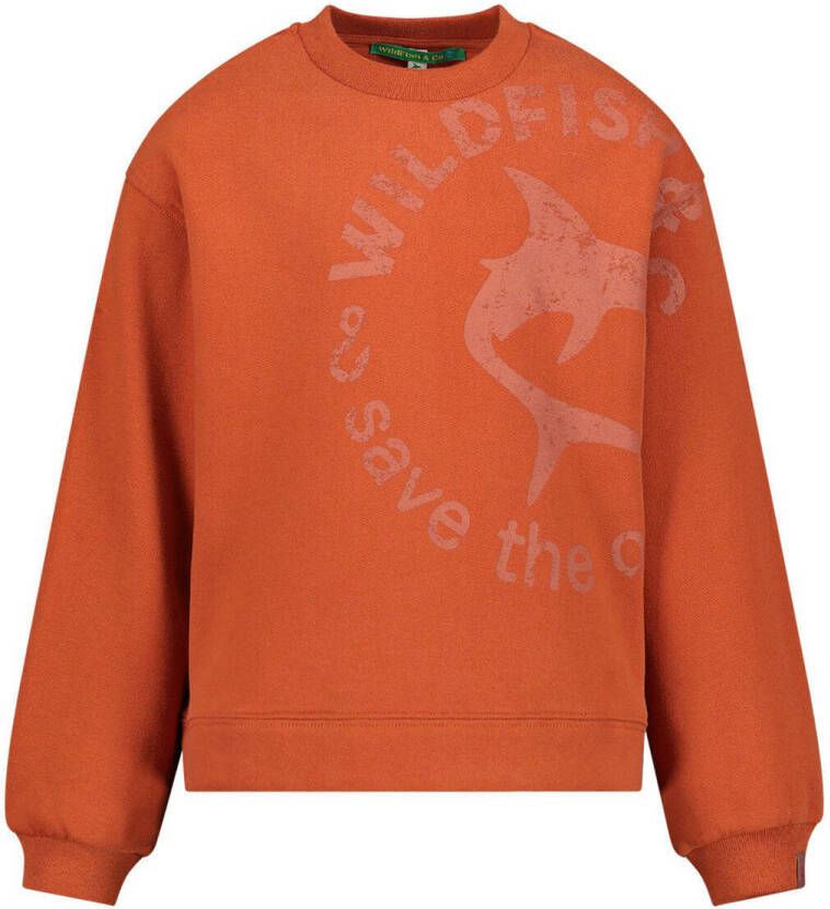 Wildfish sweater met printopdruk oranjebruin Printopdruk 164