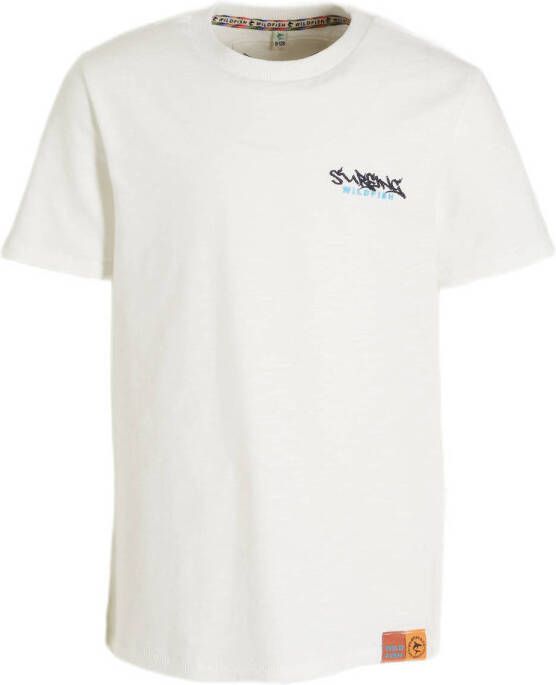 Wildfish T-shirt Mano van biologisch katoen wit Backprint 140
