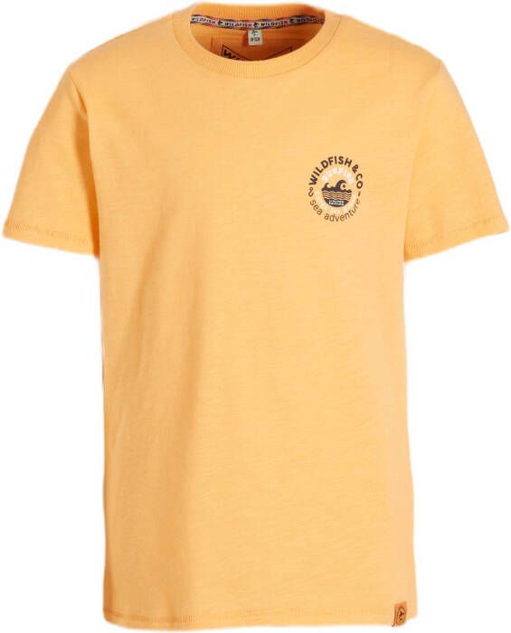 Wildfish T-shirt Marick van biologisch katoen oranje Backprint 164