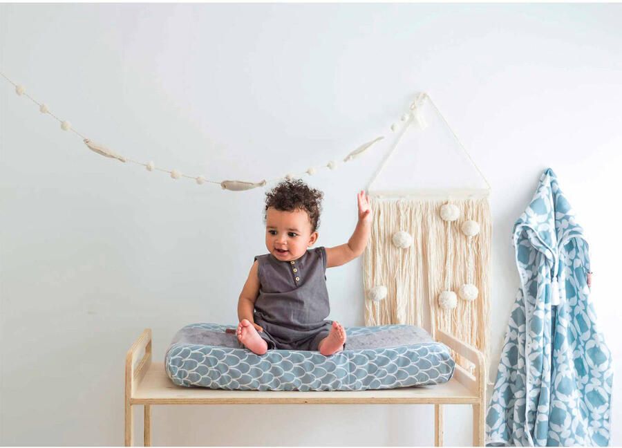 Witlof for kids Fly High aankleedkussenhoes dusty blue-white Blauw - Foto 3