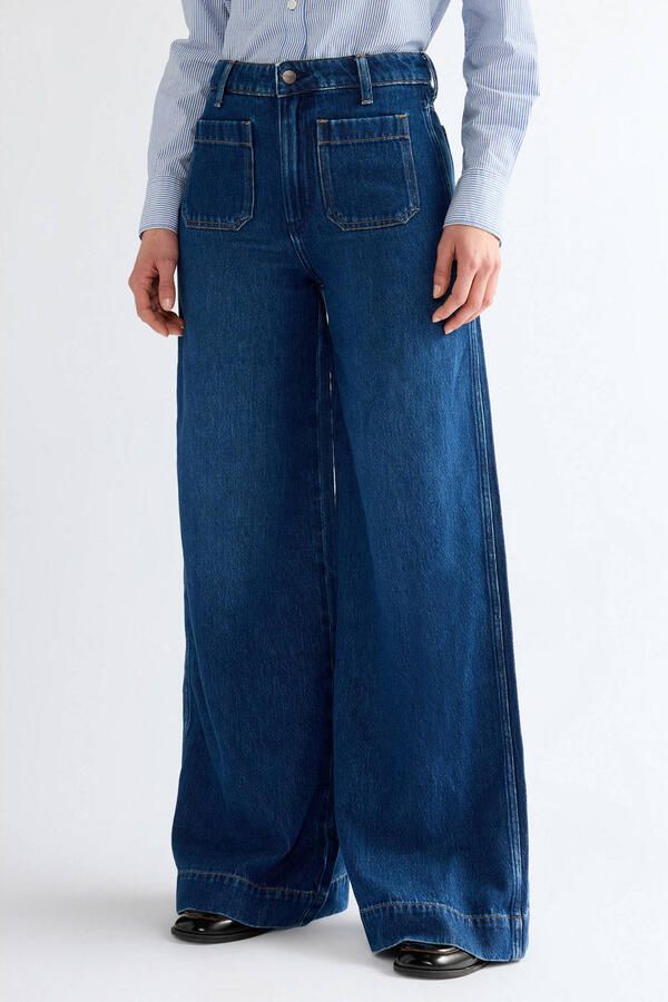 Wrangler Canyon wide leg jeans mediumblauw