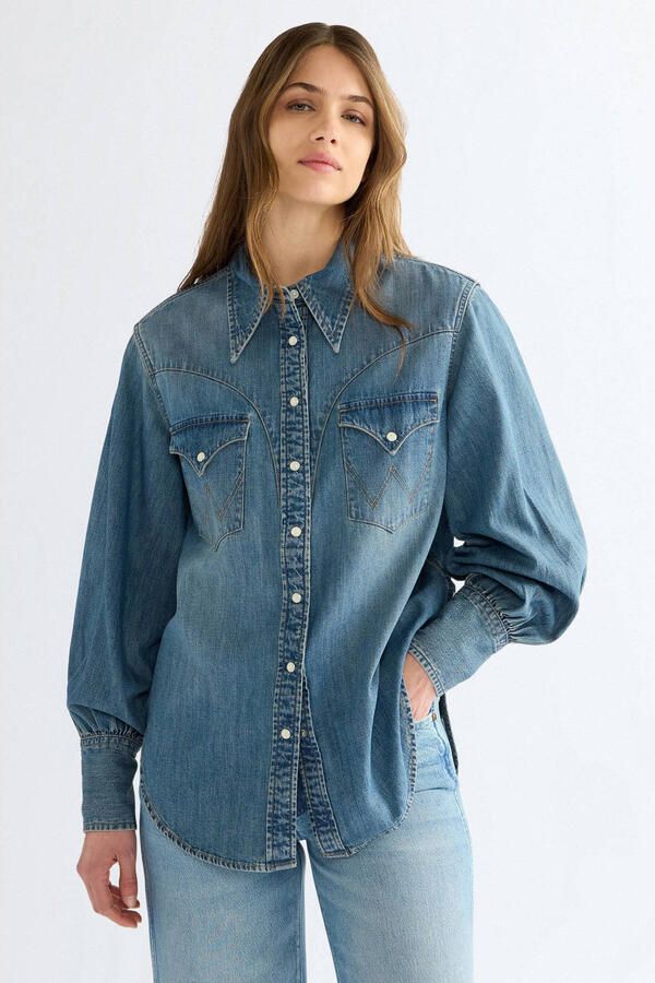 Wrangler denim blouse mediumblauw