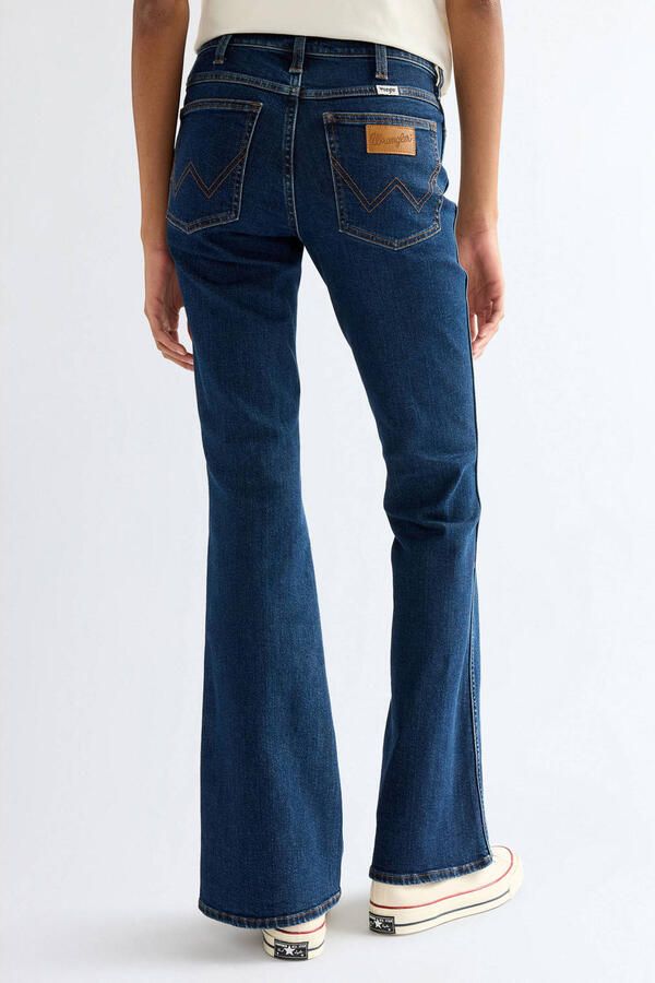 Wrangler regular waist flared jeans donkerblauw - Foto 3