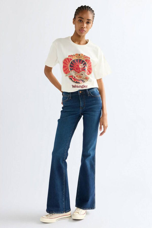 Wrangler regular waist flared jeans donkerblauw - Foto 2
