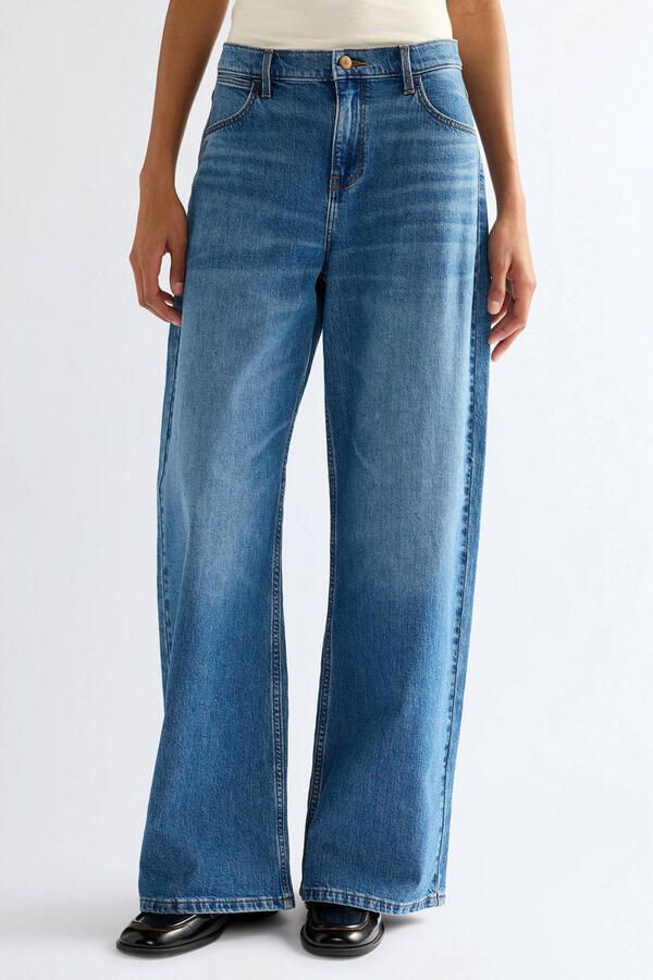 Wrangler wide leg jeans medium blauw denim